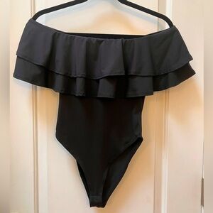 Black off the shoulder bodysuit